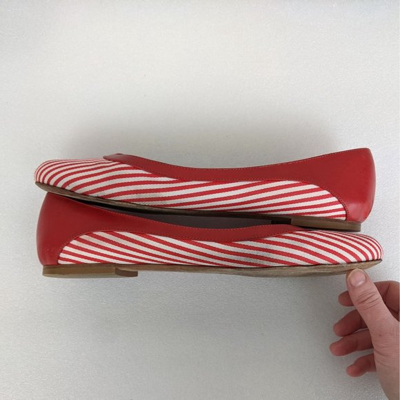 Brooks Brothers Red White Striped Leather Flats 8.5 Cute Date - Picture 4 of 10